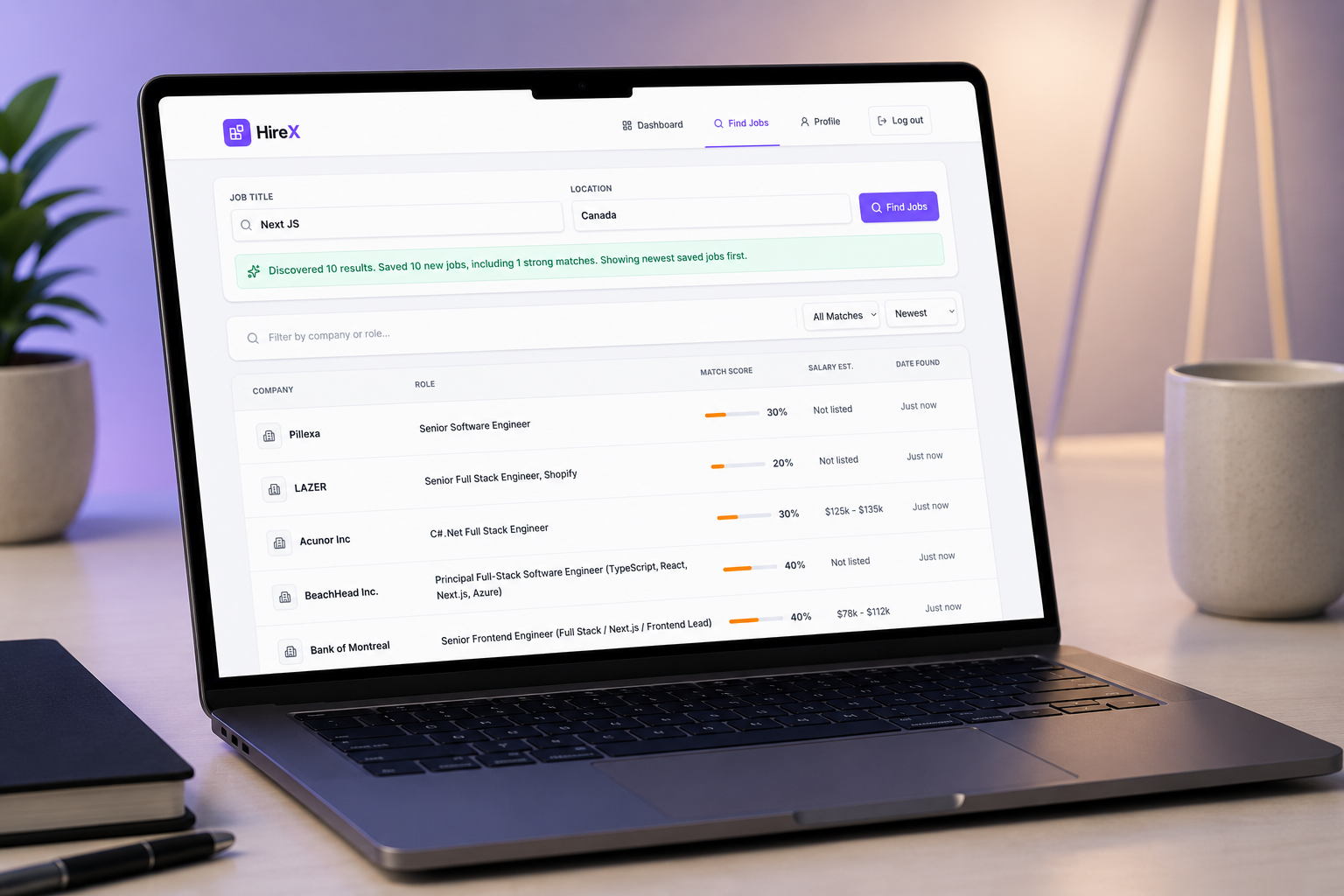 HireX — The Future of AI-Powered Job Discovery interface 2